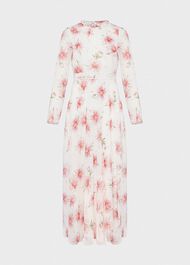 Rosabella Silk Floral Midi Dress, Ivory Multi, hi-res
