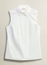 Vic Sleeveless Shirt , White, hi-res