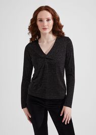 Myla Sparkle Sweater, Black Silver, hi-res