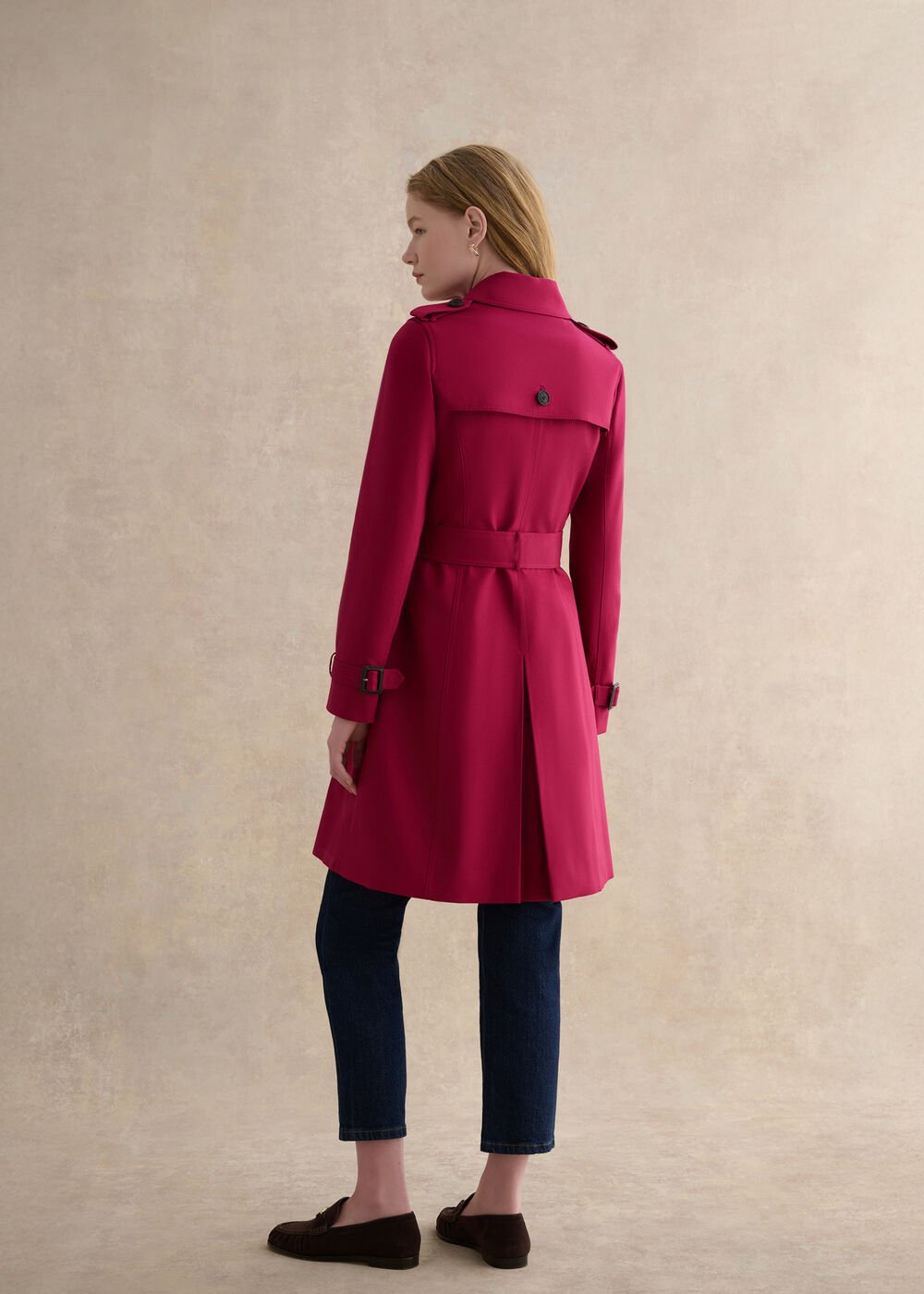 Skylar Shower Resistant Trench Coat, Beetroot Pink, hi-res