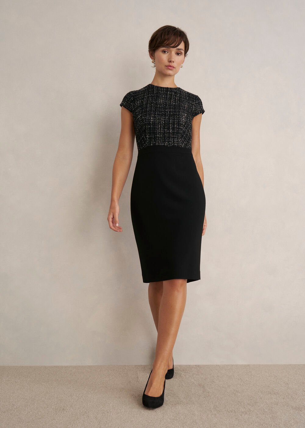 Petite Esme Match Black Dress, Black White, hi-res