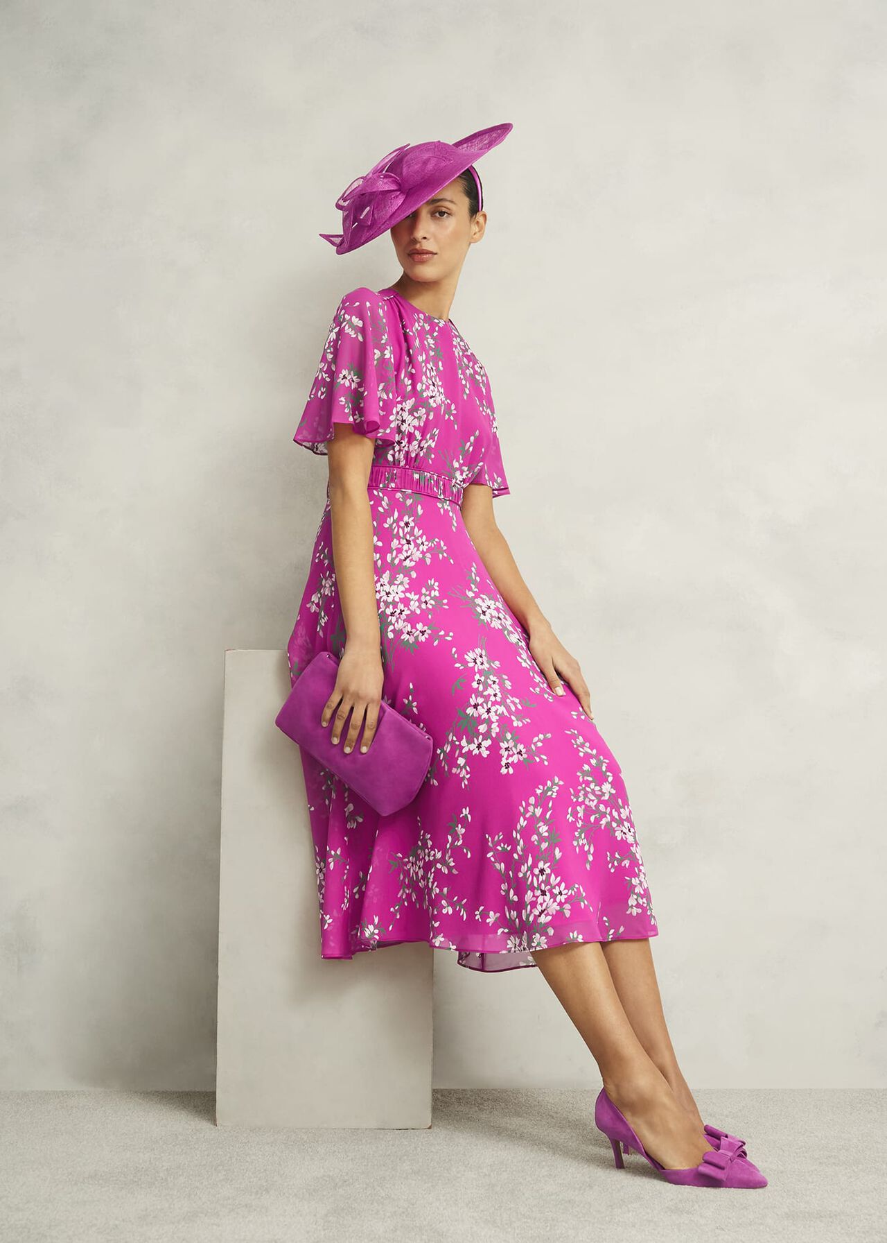 Bronwyn Silk Dress, Pink Multi, hi-res