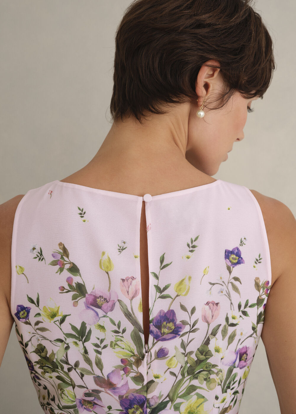 open lace back dress Hobbs Pink Floral Dress  Quirky Bird Vintage & Retro Fashion