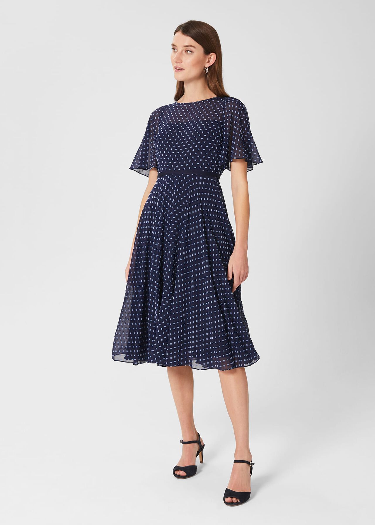 Petite Eleanor Fit And Flare Dress, Midnight Blue, hi-res