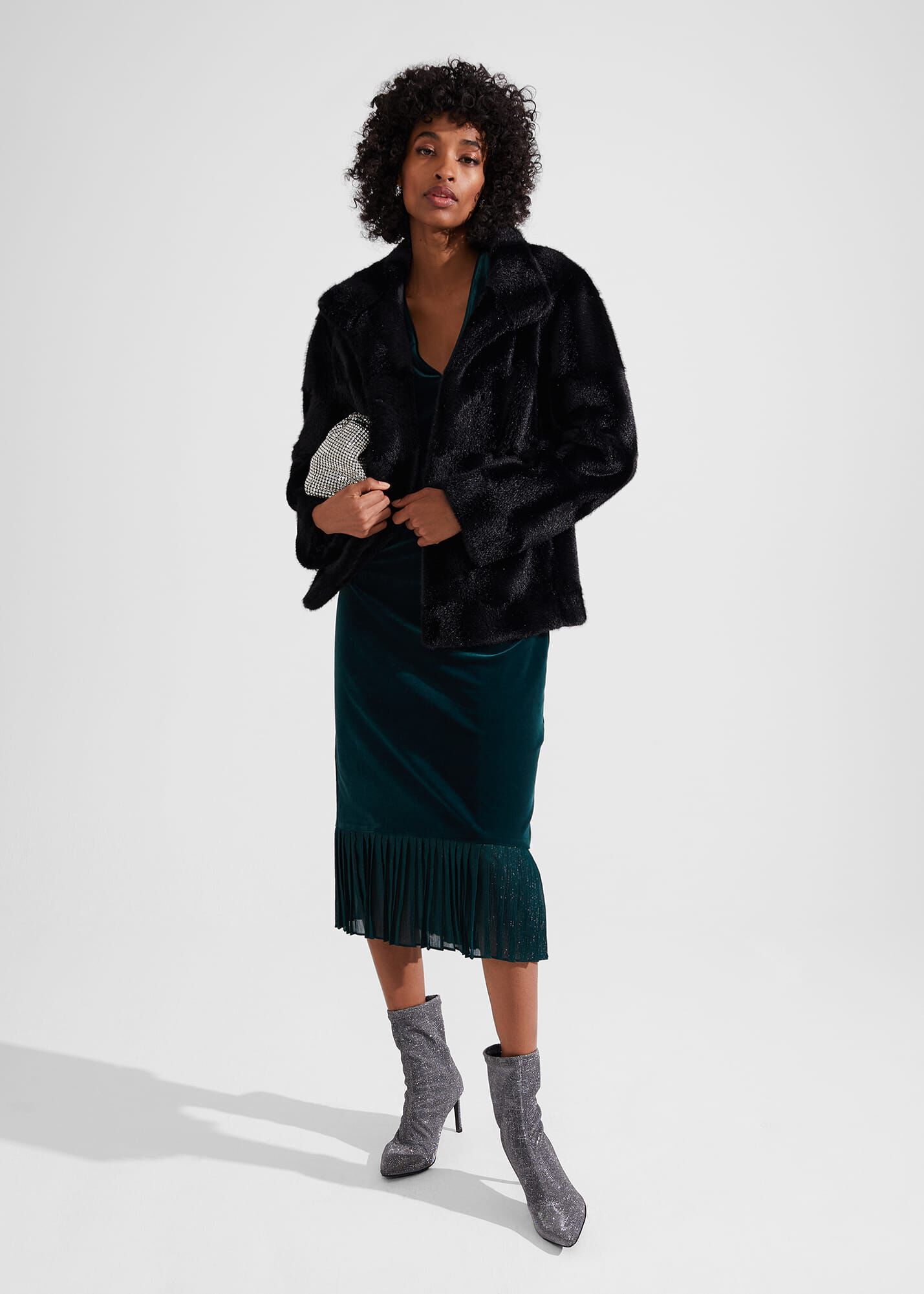 Hobbs blue velvet dress discount