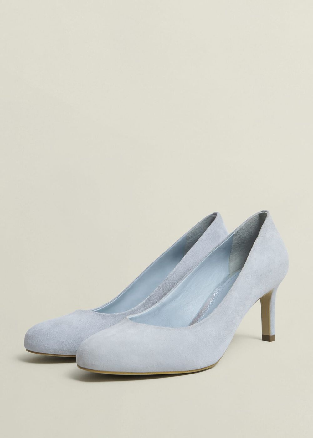Lizzie Suede Court Shoes, Pale Blue, hi-res