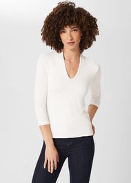 Aimee Double Fronted Top, Ivory, hi-res