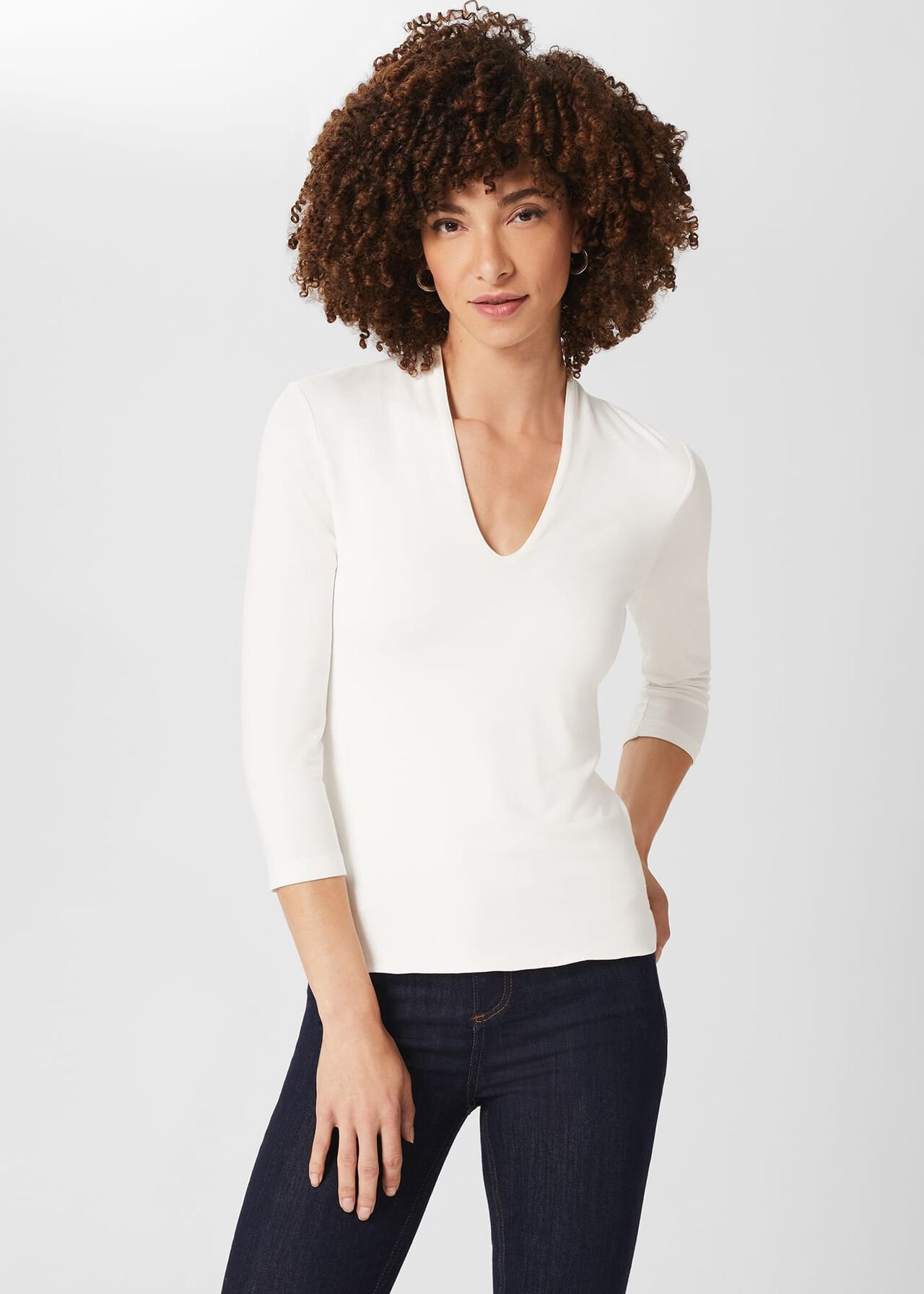Aimee Double Fronted Top, Ivory, hi-res