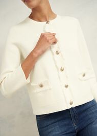 Sairey Cotton Wool Knitted Jacket, Warm Ivory, hi-res