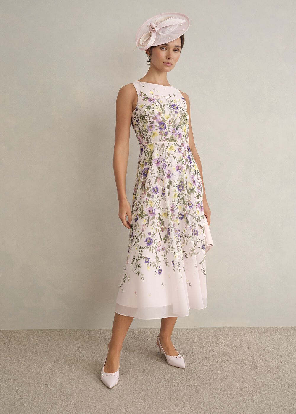 Carly Floral Dress, Pale Pink Multi, hi-res