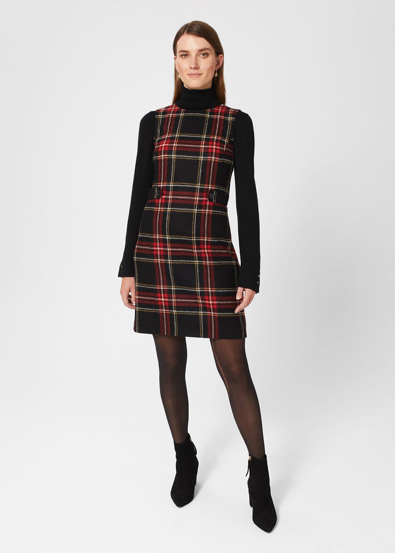 Sariah Wool Dress, Black Red, hi-res