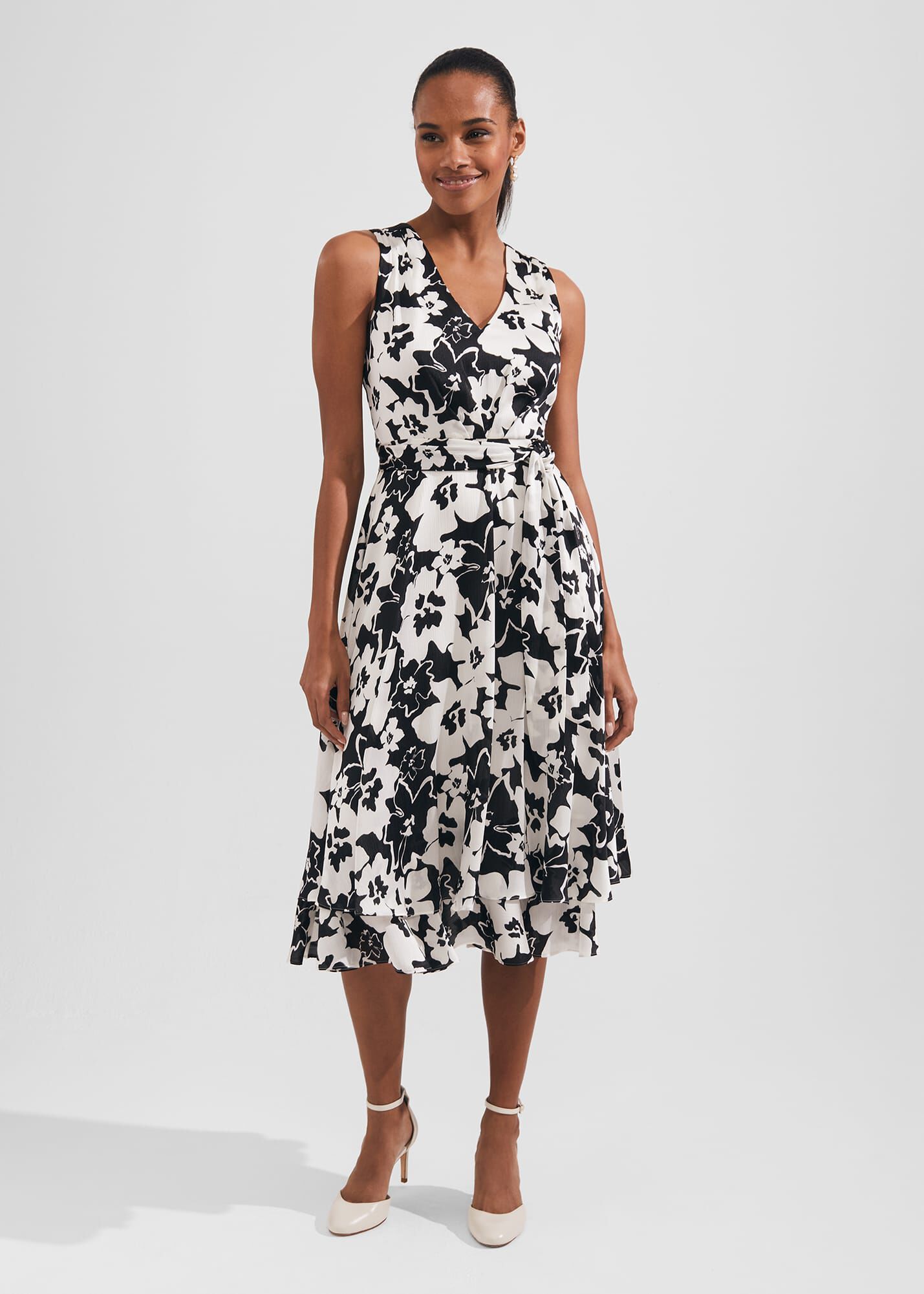 Black satin fit 2025 and flare dress