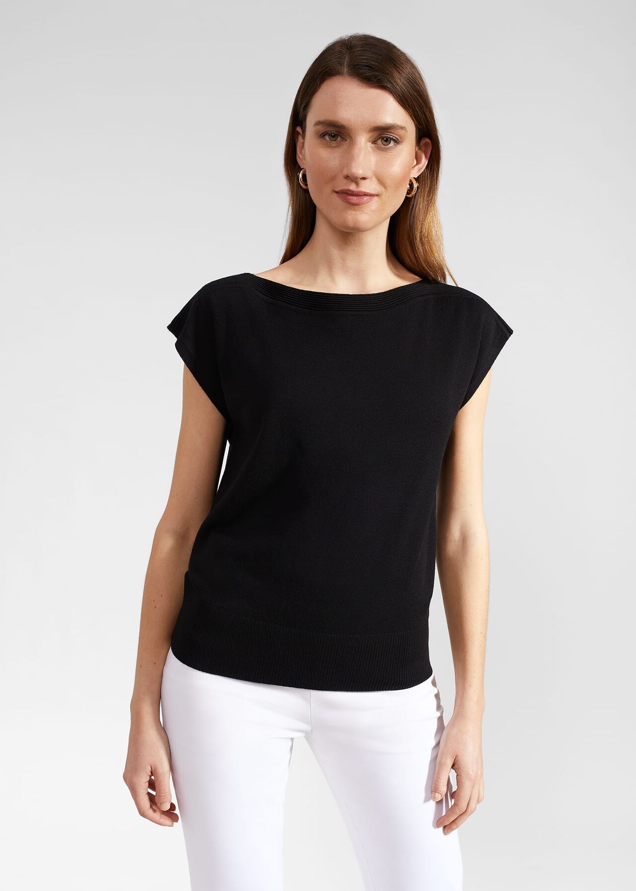 Leona Knitted Top With Wool, Black, hi-res