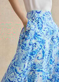 Antonella Cotton Skirt, Blue Multi, hi-res