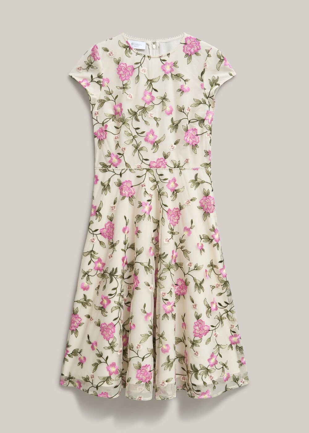 Tia Embroidered Dress, Cream Pink, hi-res