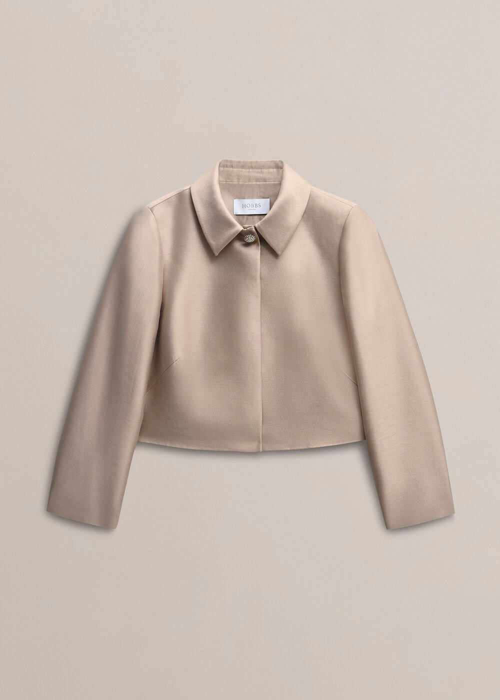 Avery Wool Silk Jacket, Oyster, hi-res