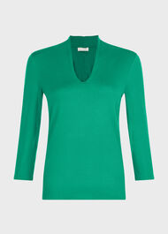 Aimee Double Fronted Top, Green, hi-res