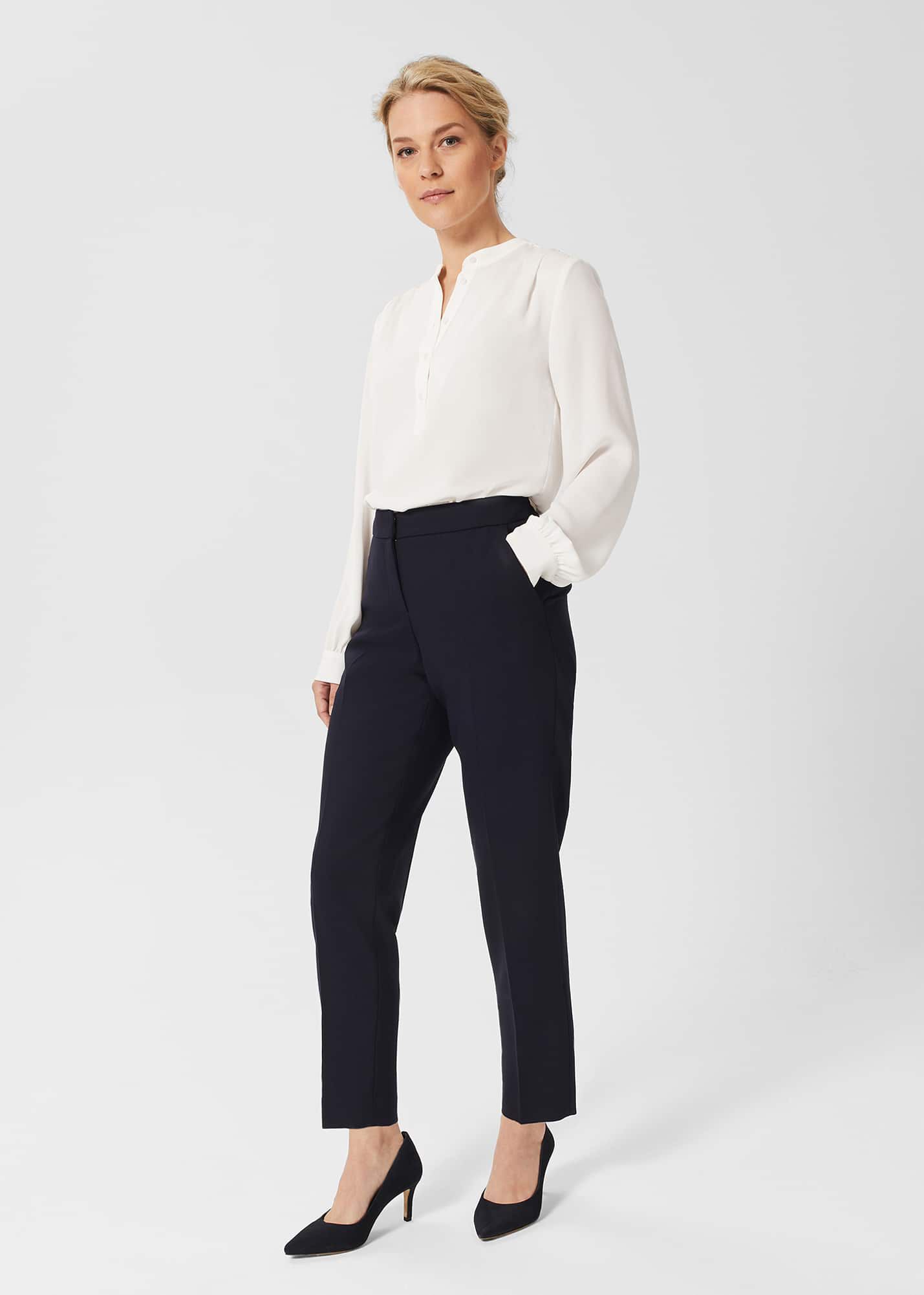 Hobbs Kirsty Cropped Trousers Navy Size UK4 RRP99 