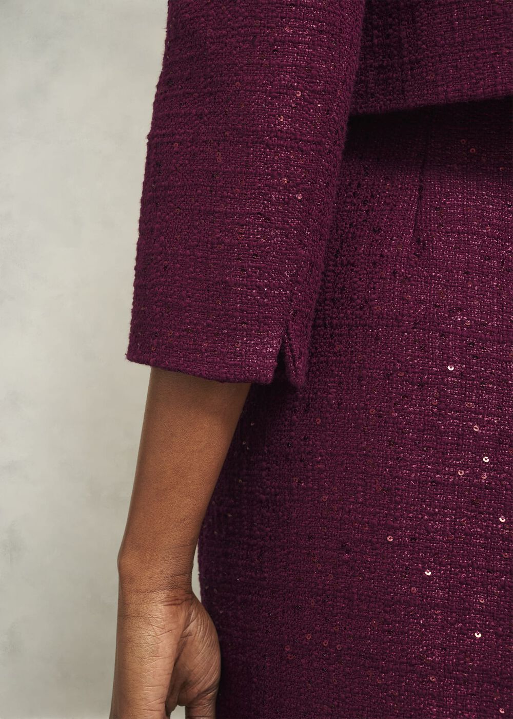 Prisha Sequin Tweed Jacket, Warm Plum, hi-res
