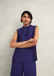 Orla Pleated Blouse, Rich Blue, hi-res