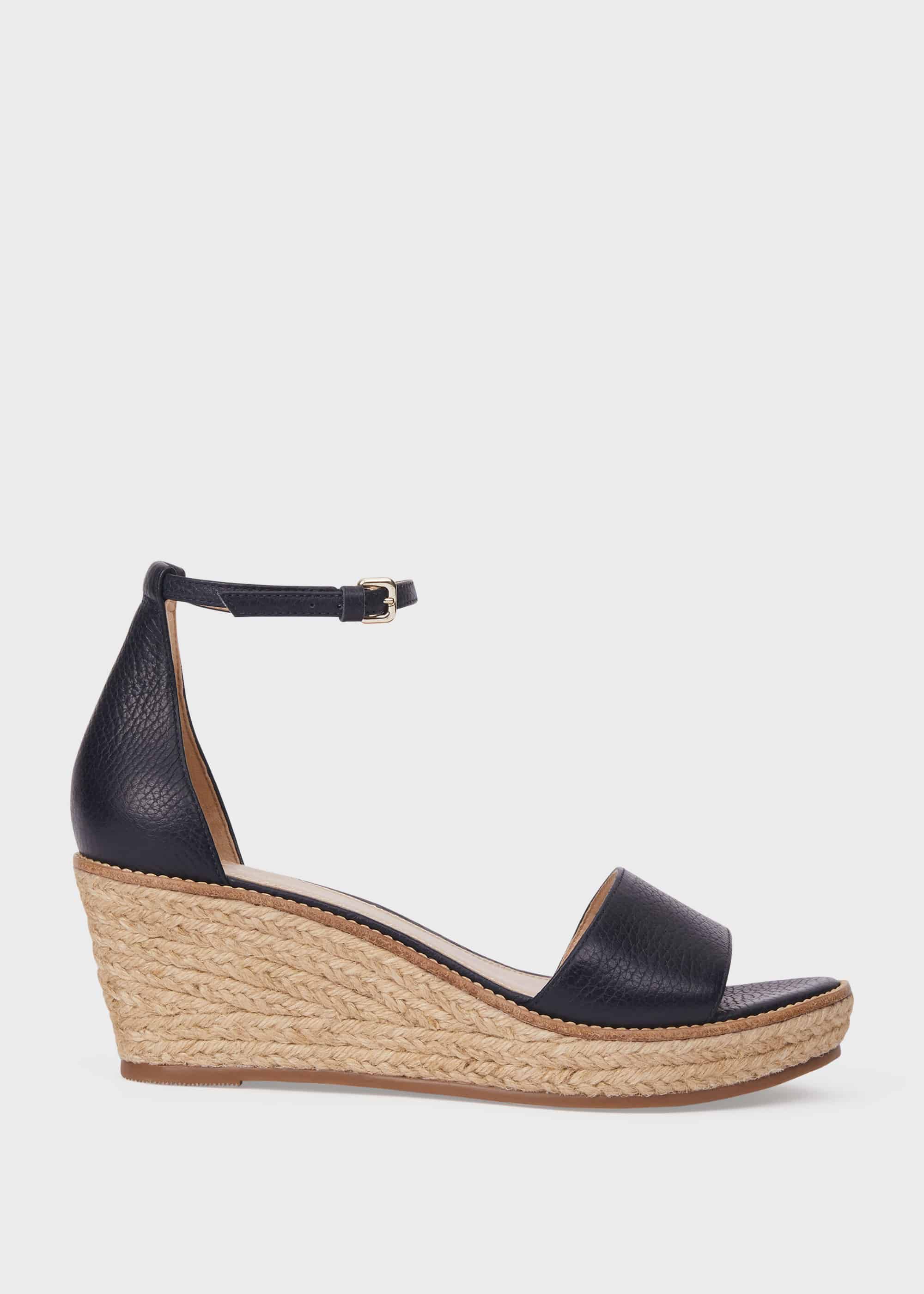 Leather sale wedge espadrilles