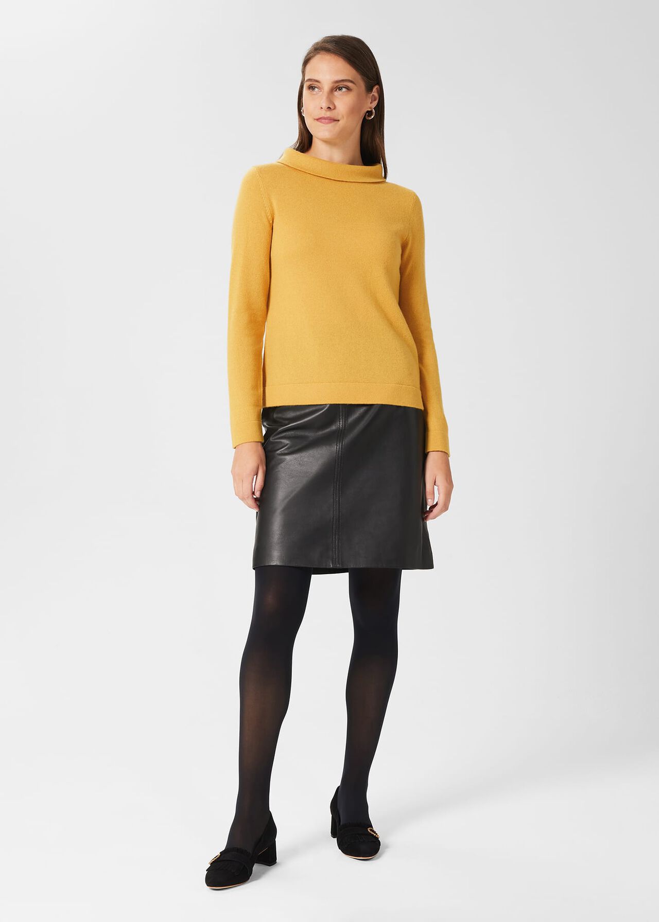 Audrey Wool Cashmere Sweater, Golden Yellow, hi-res