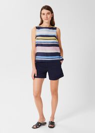 Kinsley Linen Sleeveless Top, Navy Multi, hi-res