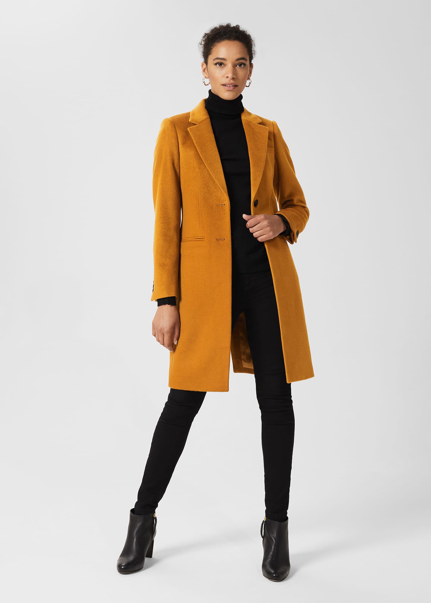 yellow wool coat