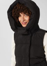 Heather Water Resistant Padded Gilet, Black, hi-res