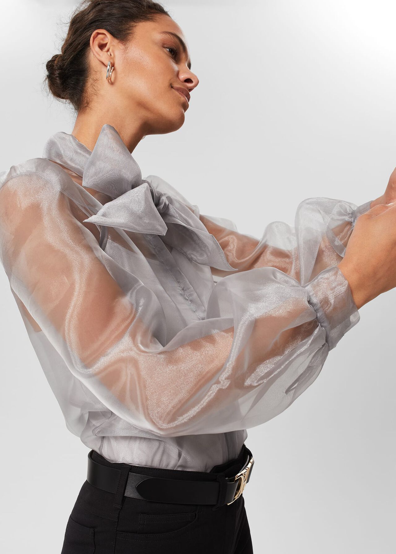 Jodie Organza Shirt, Silver, hi-res