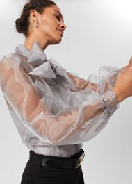 Jodie Organza Shirt, Silver, hi-res