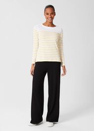 Constance Cotton Striped Top , White Yellow, hi-res
