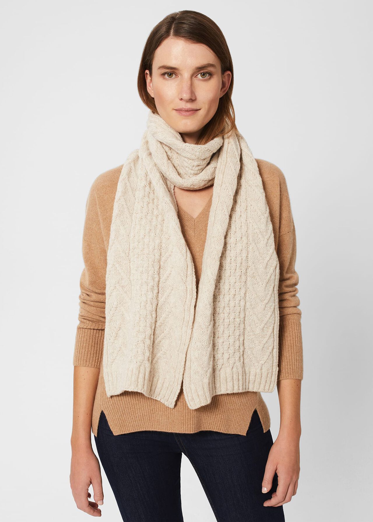 Taylor Cable Scarf, Natural, hi-res