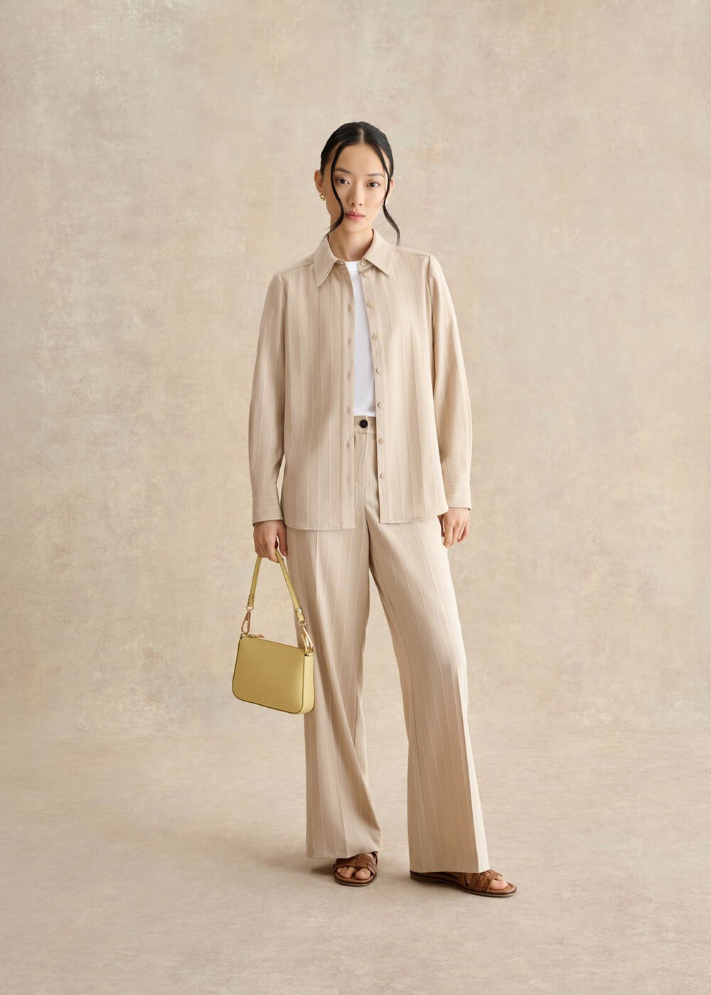 Hadley Linen Pinstripe Shirt, Neutral Ivory, hi-res