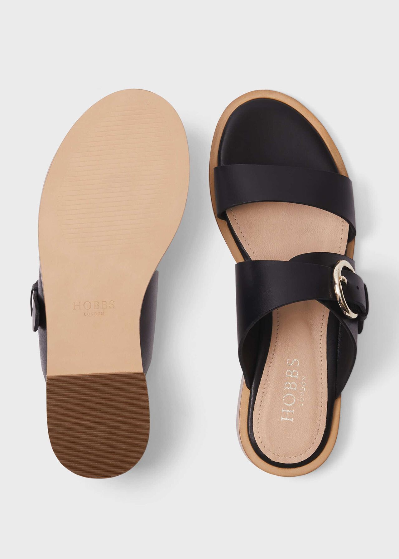 Sienna Leather Sandals , Black, hi-res