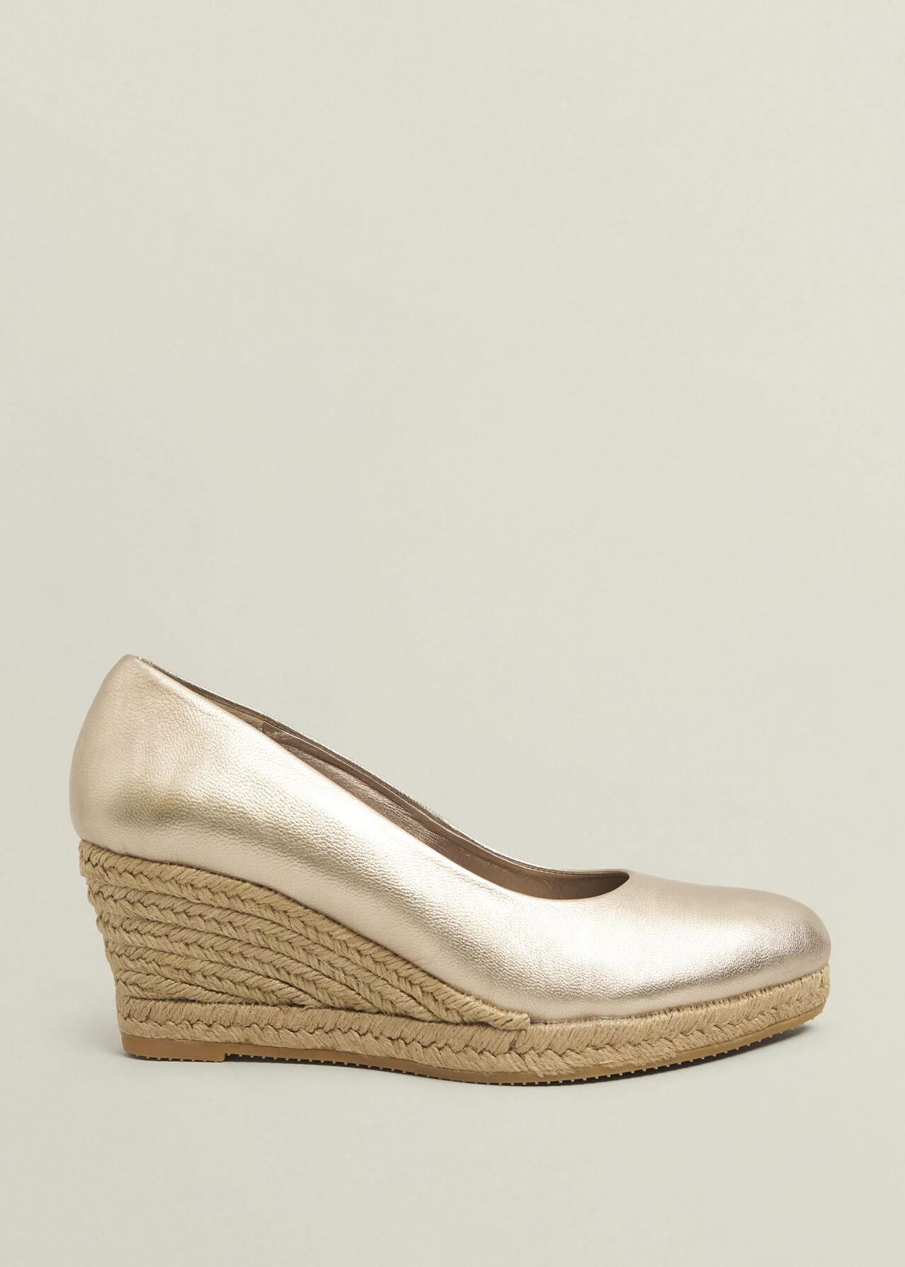 Anna Leather Espadrilles, Pewter, hi-res