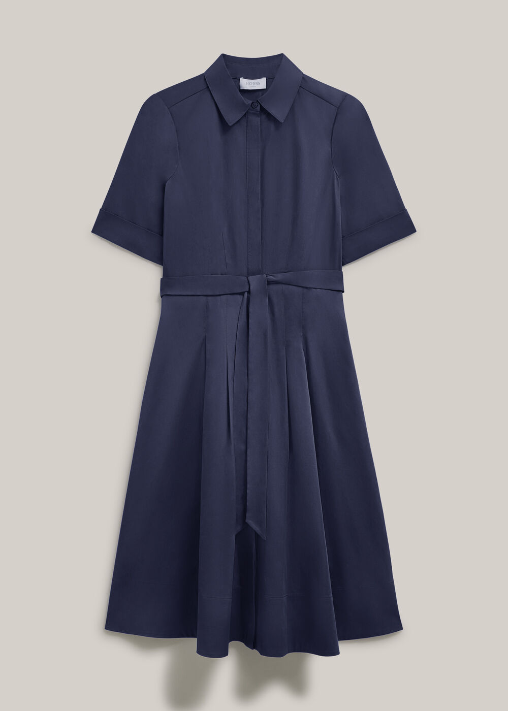 Petite Brigitta Cotton Sateen Dress, Midnight Navy, hi-res