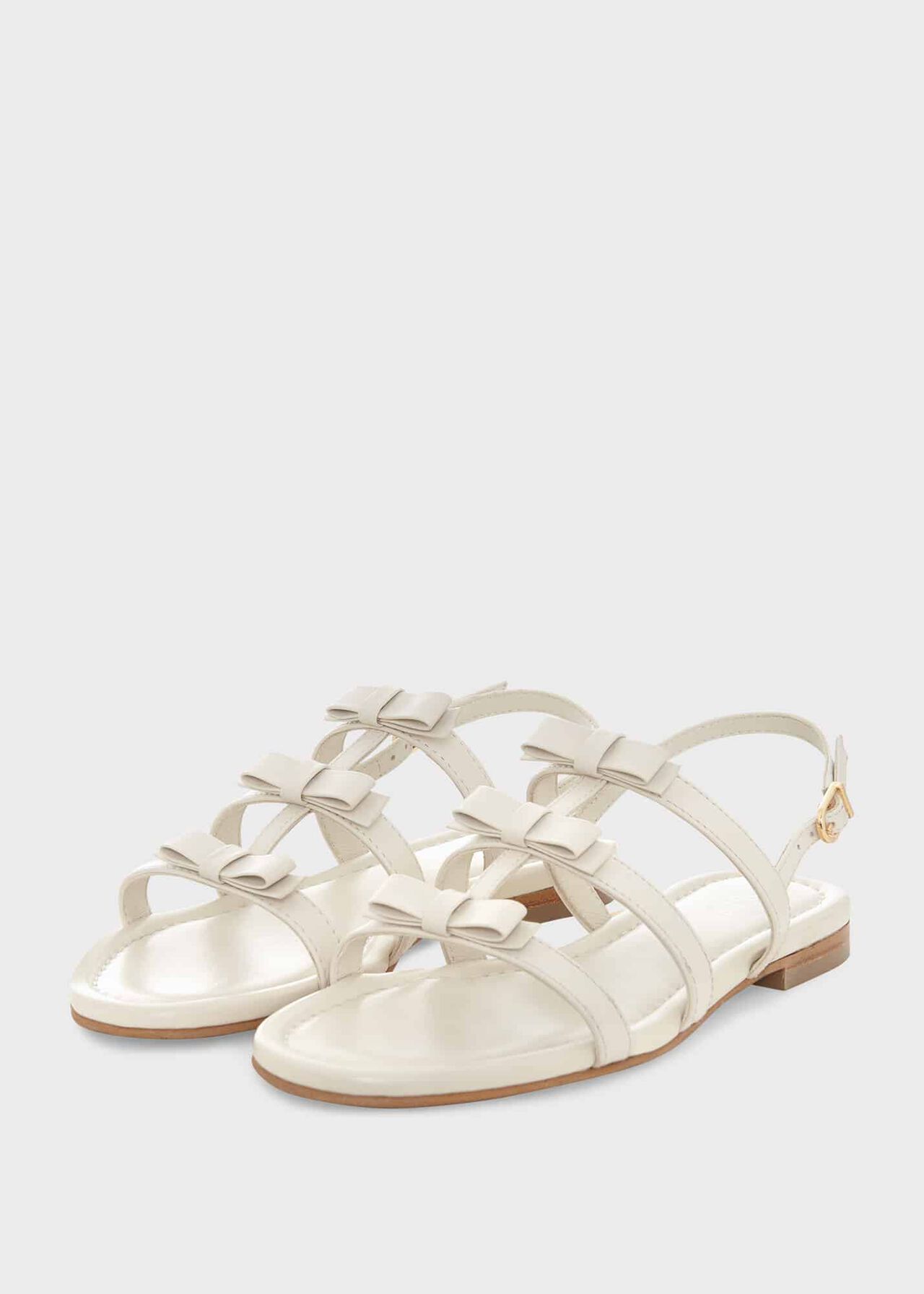Holly Leather Bow Sandals, White, hi-res