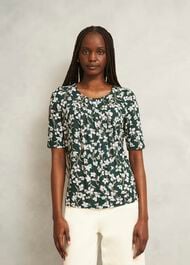 Jacqueline Print Top, Green Ivory, hi-res