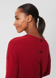 Lydia Button Sweater With Cashmere, Red, hi-res