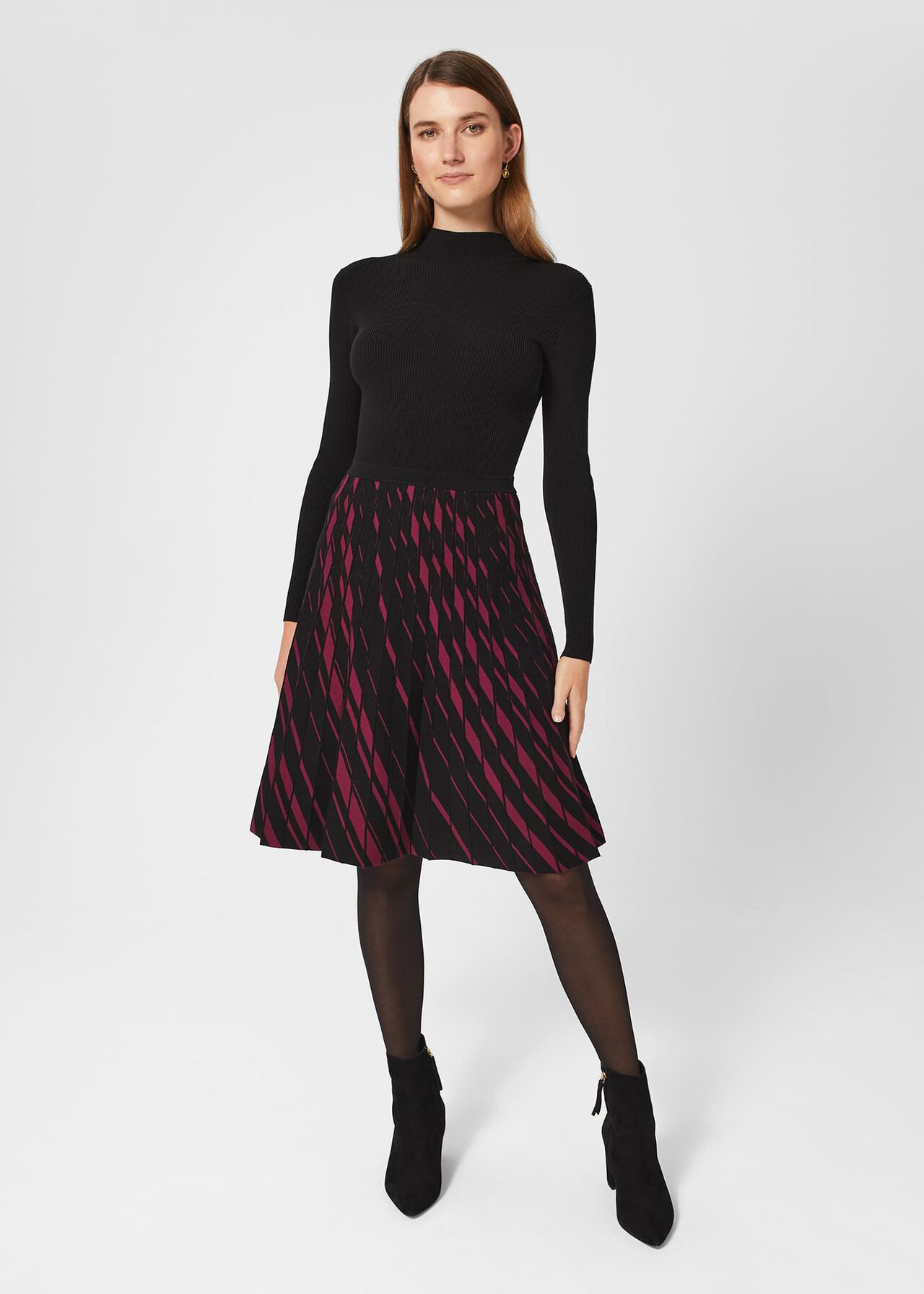 Reva Knit Dress, Black Plum, hi-res