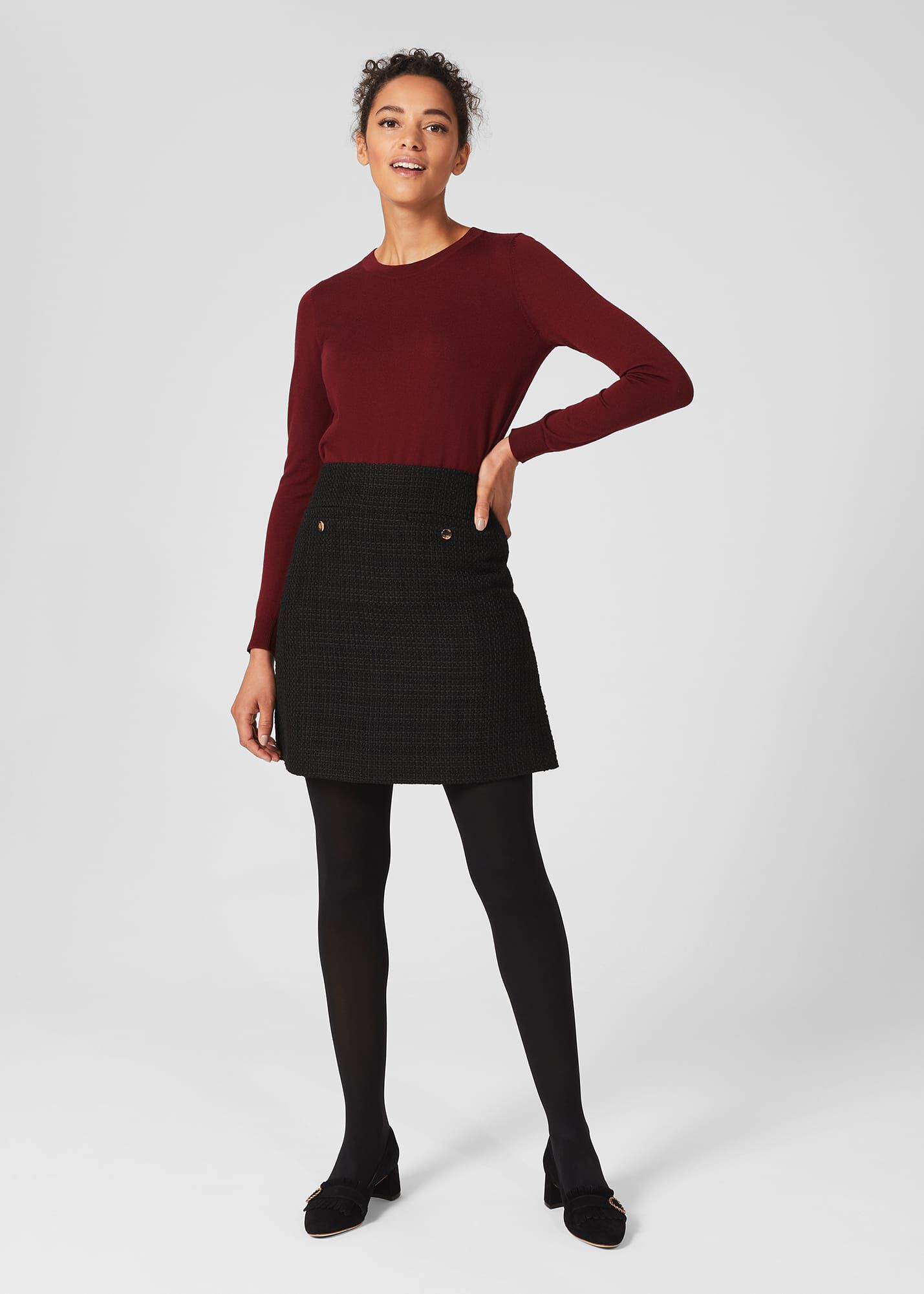 Tweed skirt with tights Outlet