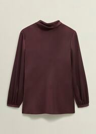 Lulworth Satin Blouse, Cocoa Brown, hi-res