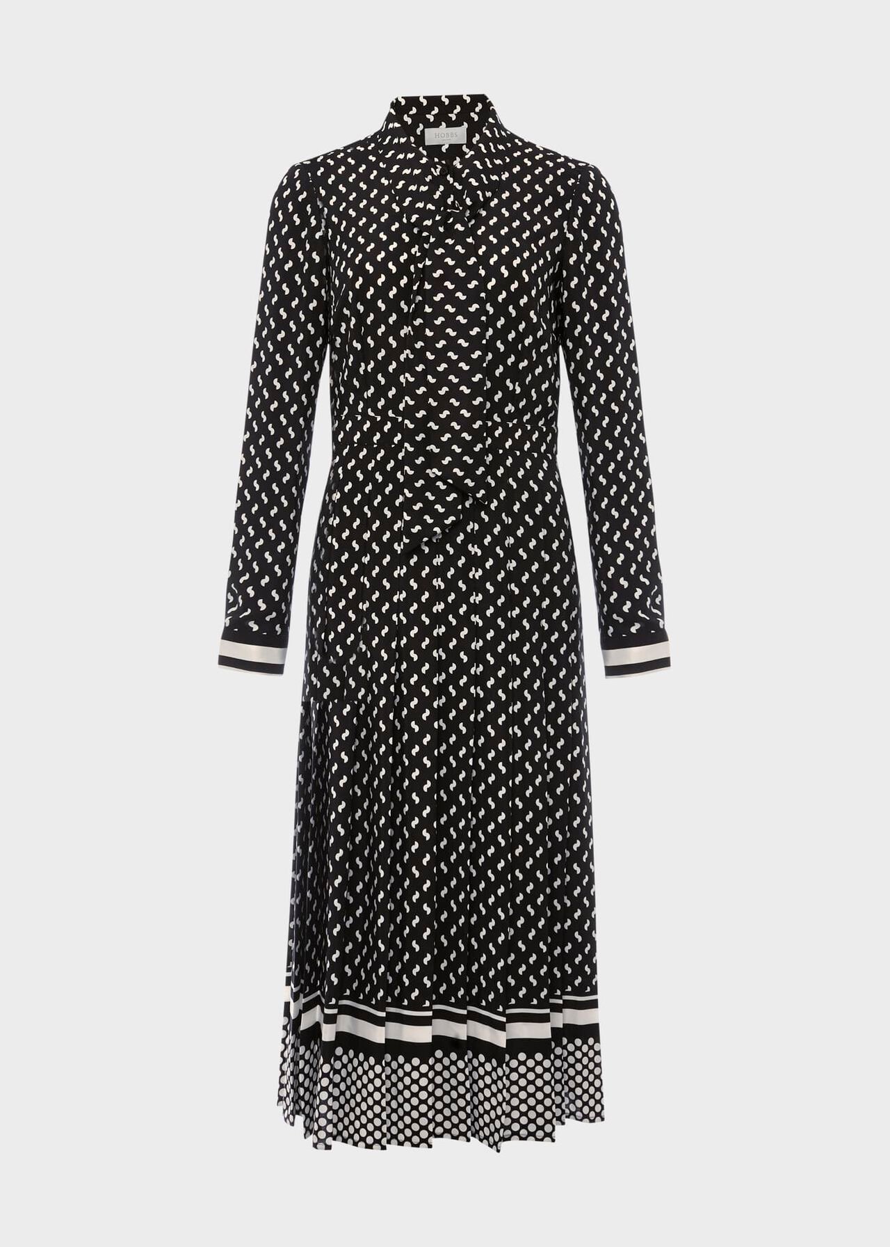 Aurielia Silk Dress, Black Ivory, hi-res