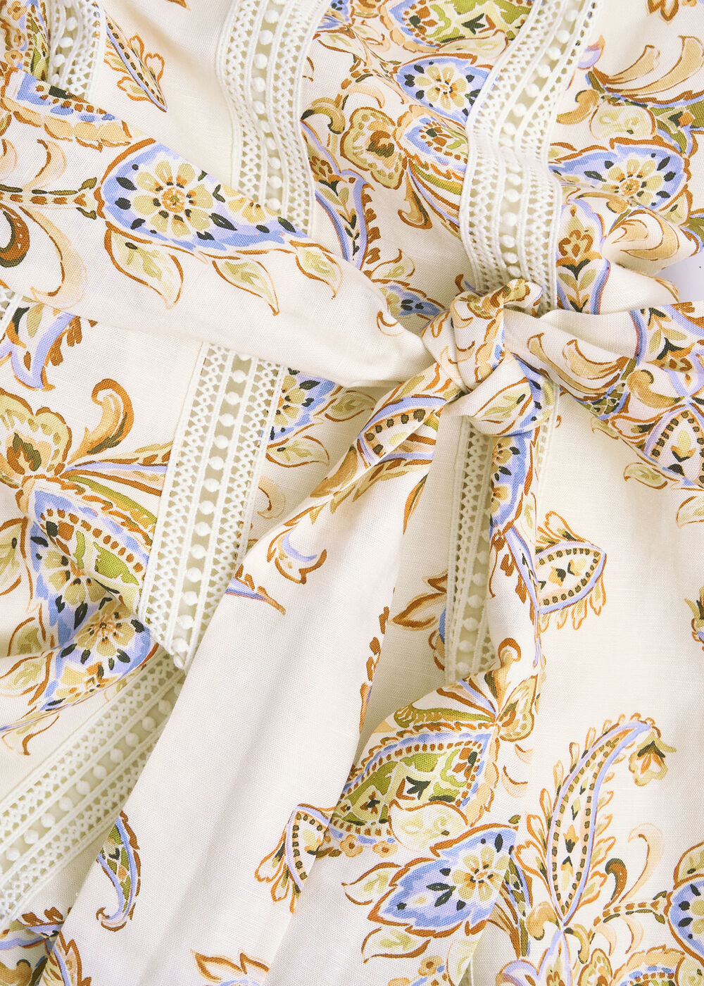 Petite Uma Trimmed Linen Dress, Cream Multi, hi-res