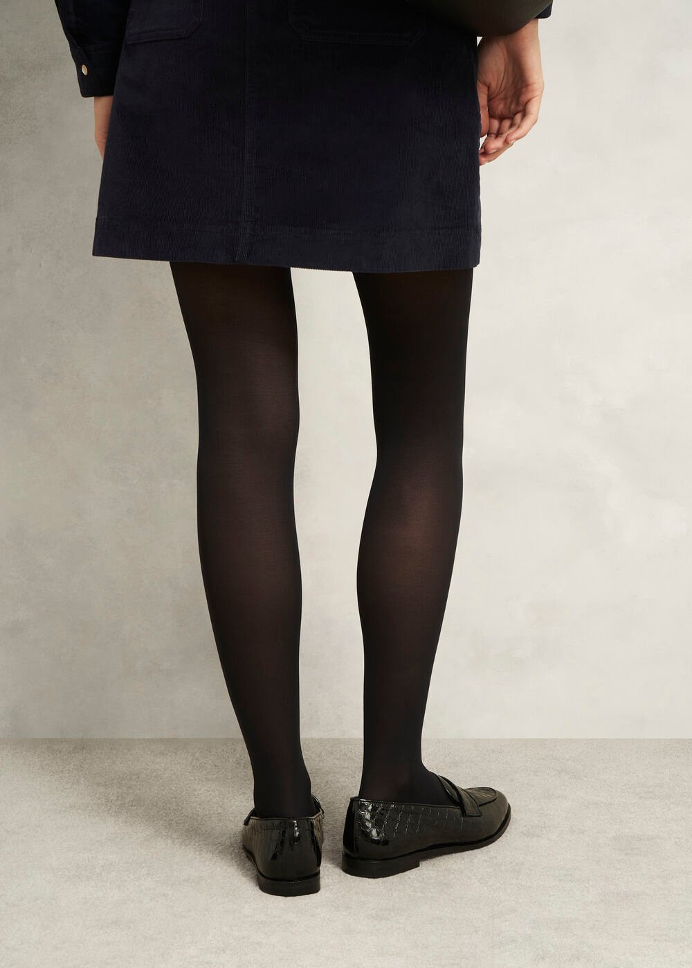 60-Denier Opaque Navy Tights, Black, hi-res