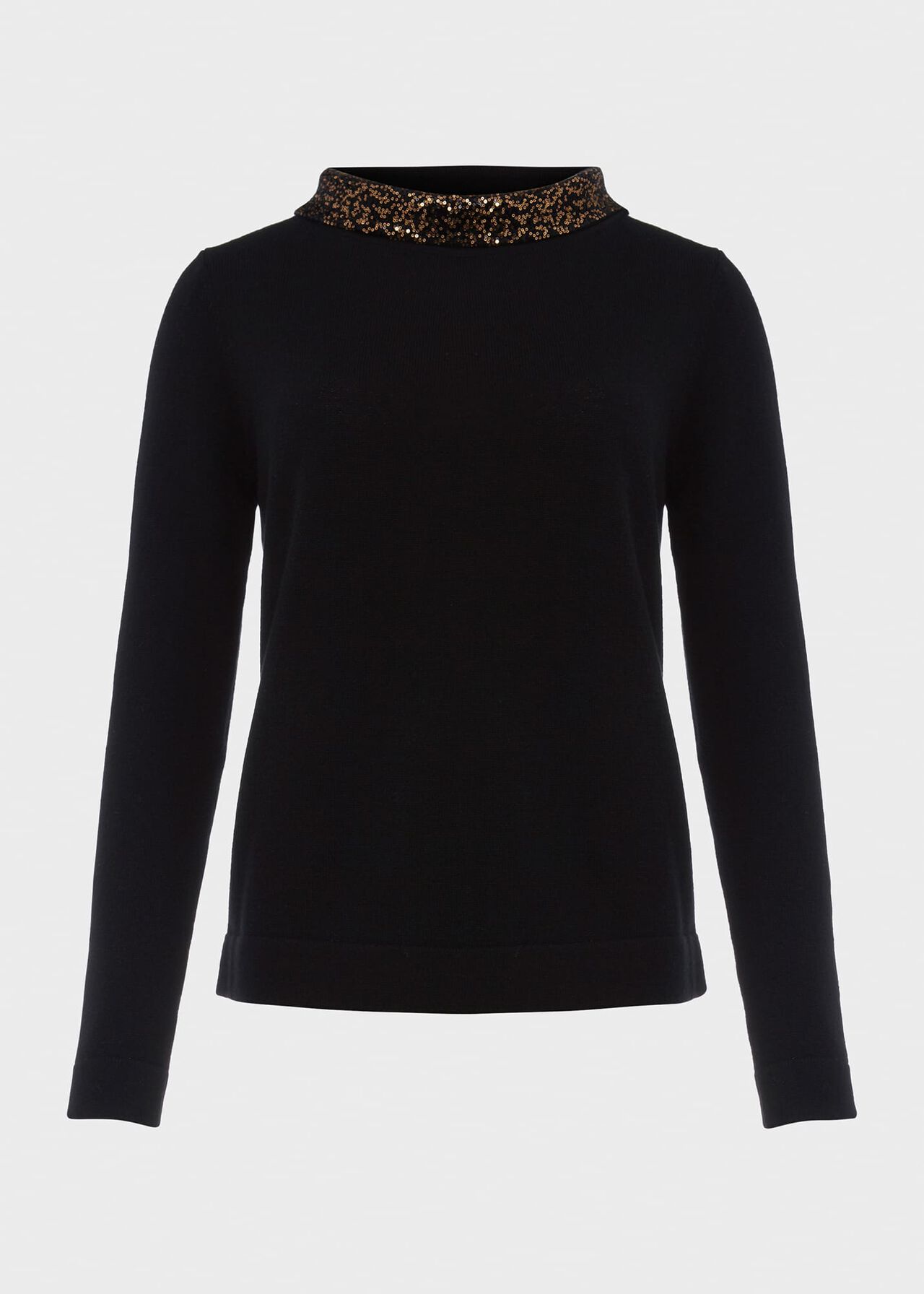 Esther Wool Cashmere Sequin Sweater, Black Gold, hi-res