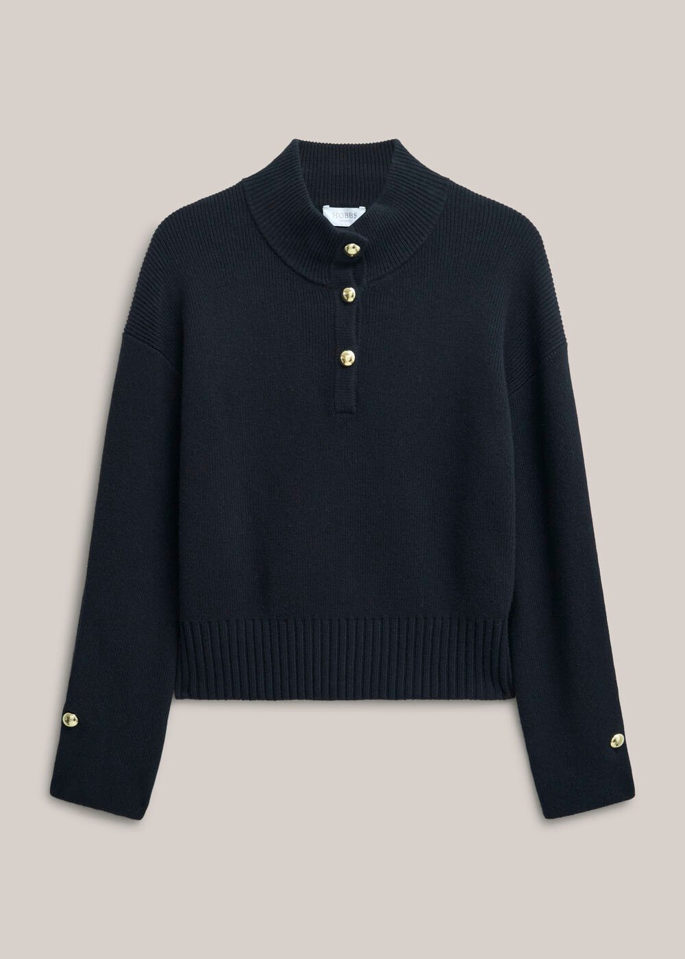 Adler Knitted Cotton Jumper, Hobbs Navy, hi-res