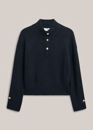 Adler Knitted Cotton Jumper, Hobbs Navy, hi-res