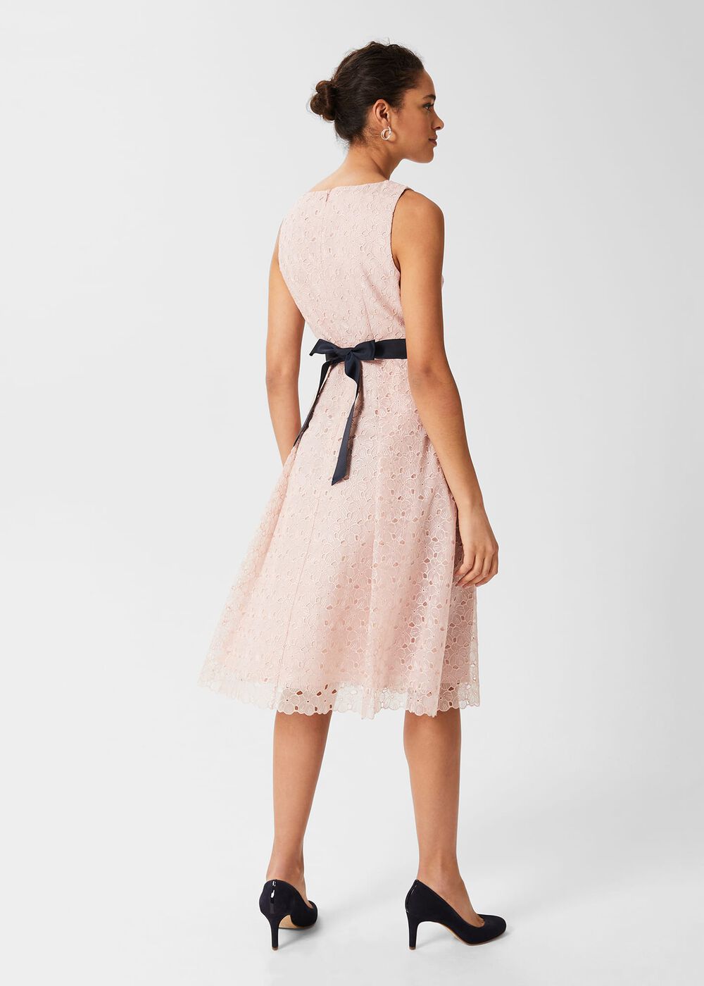 Iris Embroidered Fit And Flare Dress, Blush Pink, hi-res